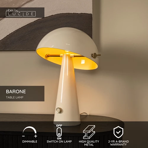 Lucide BARONE - Table lamp - Ø 38 cm - 1xE27 - Taupe | Vibes - USP